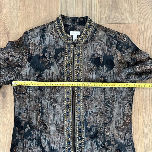 Chico's Nehru Paisley Blazer with bead and sequin detail Size 1 (M/8) - Picture 9 of 9